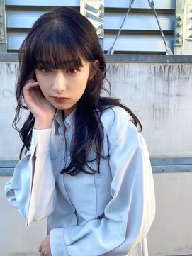 サンプラス(san+) 【マユコ】ダークアッシュ小顔ヘアロングレイヤーカール