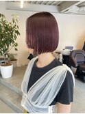 ステップカット×タッセルボブ×ワインレッド
