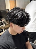 センターパート リバースパーマ 毛流れパーマ ツーブロック