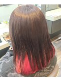 パッションピンクインナーカラー×ナチュラルブラウカラー