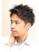 メンズビジネスツーブロ爽やかアップバングショートスタイル