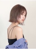 小顔大人ボブ暗めカラーミディアムデザインカラー