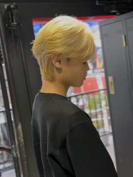 アウル 心斎橋(owl) シースルーマッシュ/ホワイトブロンド/ダブルカラー/メンズ