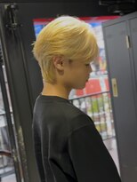 アウル 心斎橋(owl) シースルーマッシュ/ホワイトブロンド/ダブルカラー/メンズ