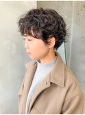 マッシュショート、パーマヘア、くるくるパーマ、クセ風