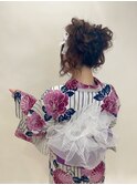 ヘアセット着付け☆華やかツインお団子アップスタイル☆花火大会