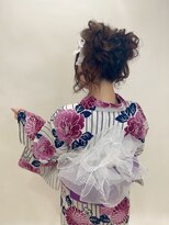 プログレスプラス ヘアセット着付け☆華やかツインお団子アップスタイル☆花火大会