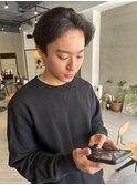 メンズショート メンズセンター分けスタイル メンズ韓国ヘア山中