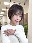 ★大人可愛いショートボブスタイル 暖色ブラウンカラー