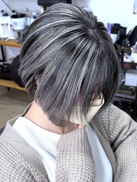 ブレイズヘアー(BLAZEhair) 【立体感バツグン】脱白髪染めバレイヤージュ×ブリーチ２回