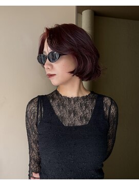 #ブリーチなしダブルカラー#ワインレッド#ボルドーカラー#前髪