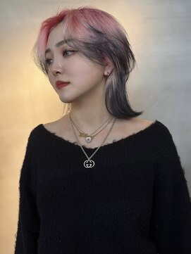 原宿/ウルフカット レイヤー デザインカラー ルーツカラー   