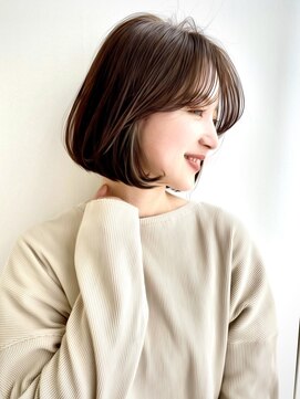 結べるボブ/ワンレンボブ/肩上ボブ/グレーブラウン20代30代40代