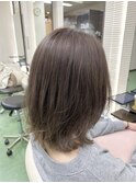 大人可愛い小顔グレージュミディアムボブ×20代30代40代