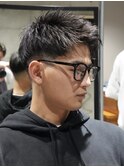 MEN'S/アップバングショート×フェード/黒髪/短髪