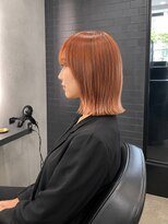 ソラヘアー(SORA hair)&nbsp;切りっぱなしオレンジボブ×艶カラー　10代20代30代40代
