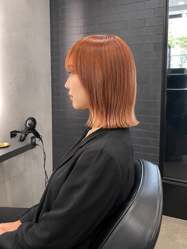 ソラヘアー(SORA hair) 切りっぱなしオレンジボブ×艶カラー 10代20代30代40代