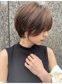 小顔丸みショートボブ　ダークアッシュ　新宿