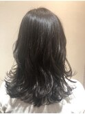 切りっぱなしセミロング×グレージュ