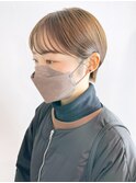 マッシュショートベージュ_外ハネボブセクションカラー_ba382481