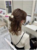 シンプルお団子ハーフアップ
