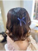 推し活 ライブ ファンミ 量産型 編み込みハーフツイン×紐リボン