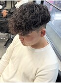黒髪マッシュ前下がりスペインカール平巻き