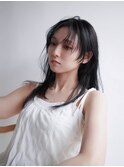 小顔ワンカールレイヤーカット薄め前髪ミディアムレイヤー