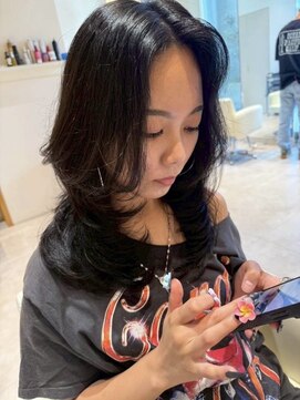 エンター 天神店(ENTER) ロングレイヤー/顔まわりカット/透明感/ハッシュカット