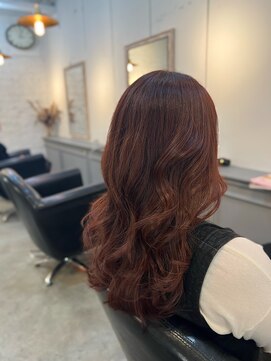 ピンクブラウン/ブリーチなし/暖色系/透明感カラー