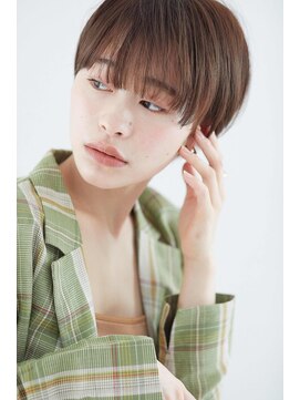 ナックアベノ(knack abeno) オリーブベージュ×大人マッシュショートボブ/ウルフカット