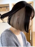 夏デザインカラー/レイヤーカットウェットヘア/オリーブベージュ