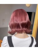 ピンクボブ・表参道ケアブリーチ・ピンクカラー・ベージュヘア