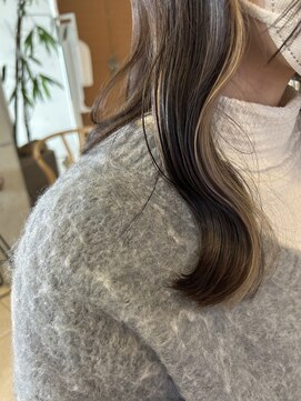 アチーブ ヘア デザイン(achieve hair design) シルクベージュイヤリングカラー×ダークグレージュロング