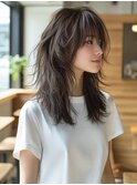 ☆オリーブグレーココアベージュ小顔クラゲヘアー/黒髪/髪質改善