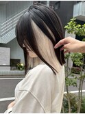 春トレンドカラー大人インナーカラーのホワイトミルクティーボブ