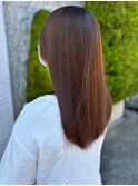 オレンジブラウン 暖色カラー ストレート 髪質改善ストレート
