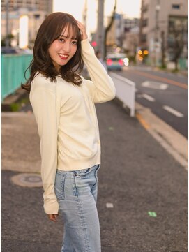 ベレッタ 枚方店(veretta.) 大人レイヤー/ゆる巻きセミディ/軽めバング/重軽バランス/艶巻き