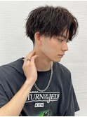 ツイストスパイラルパーママッシュ韓国ハーフアップバングメンズ