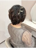 柔らかパーマ風♪ショートヘアアレンジ 金箔アレンジ