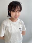 【石河安奈】黒髪ショートにナチュラルパーマ