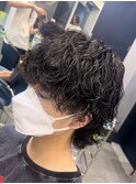 渋谷メンズパーマ波巻きスパイラルパーママッシュウルフカット