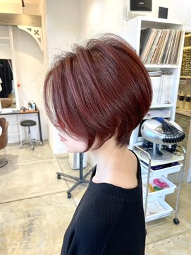 ボタニカル(BOTANICAL) 小顔ショートボブレッドブラウンイメチェンひし形ショートカット