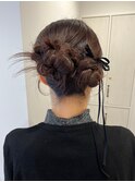 ヘアセットヘアアレンジツインアレンジリボンアレンジ