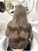 くびれヘアアプリコットオレンジ夏ヘアハイライトカラー