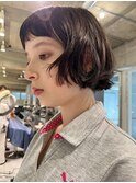 癖毛カットニュアンスボブ切りっぱなしボブ