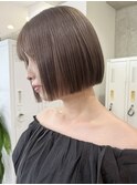 縮毛矯正で乾かすだけで簡単ショートボブ!ぱっつん前髪/表参道