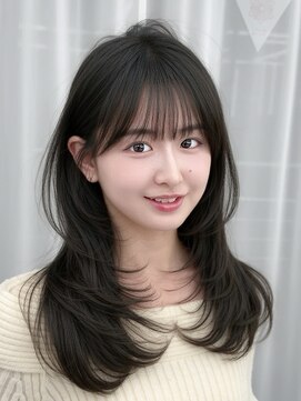 アマトウキョウ アユンチェ(AMA TOKYO×AYUNCHE) 顔周り 前髪 レイヤーカット 韓国ヘア 透明感カラー