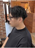 ハンサムショートレイヤーカットミルクティーベージュハイトーン