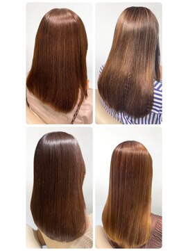 美容室フルール 20代30代艶感ストレート♪髪質改善カラーハイライトグレージュ